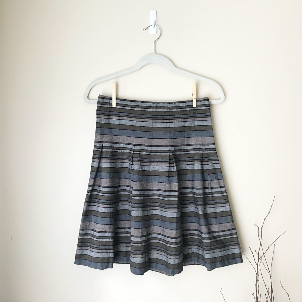 Club Monaco Striped High Waist Pleated Skirt